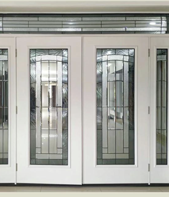 White Oak Door with Wood Grain Look, Clear Glass, and Strong Build (HSF-DD-SL3)