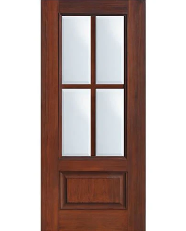 1-Panel 4-Lite SDL Fiberglass Entry Door – Cherry Grain