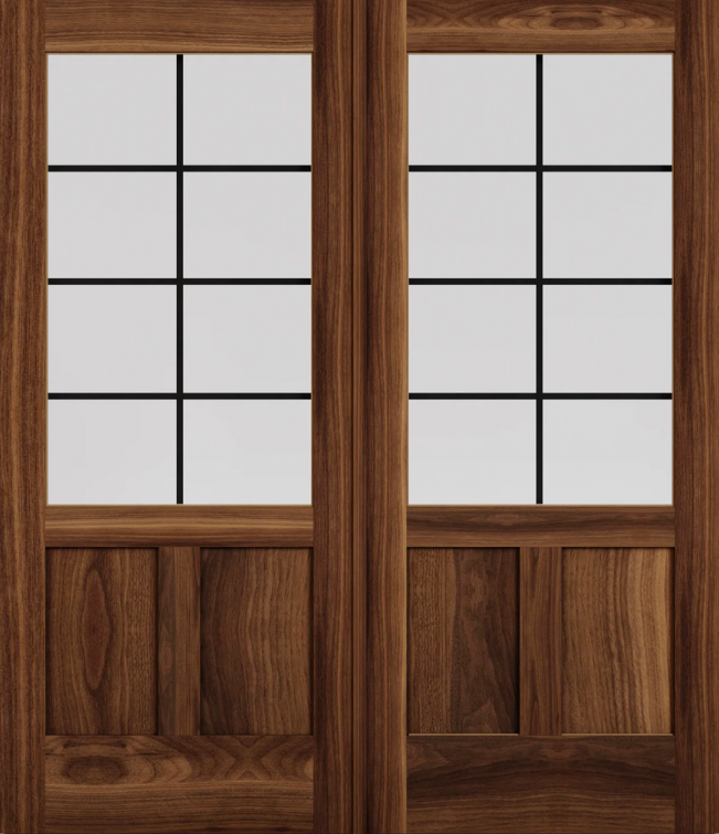 3/4-Glass French Double Door with Wood Bottom Panel