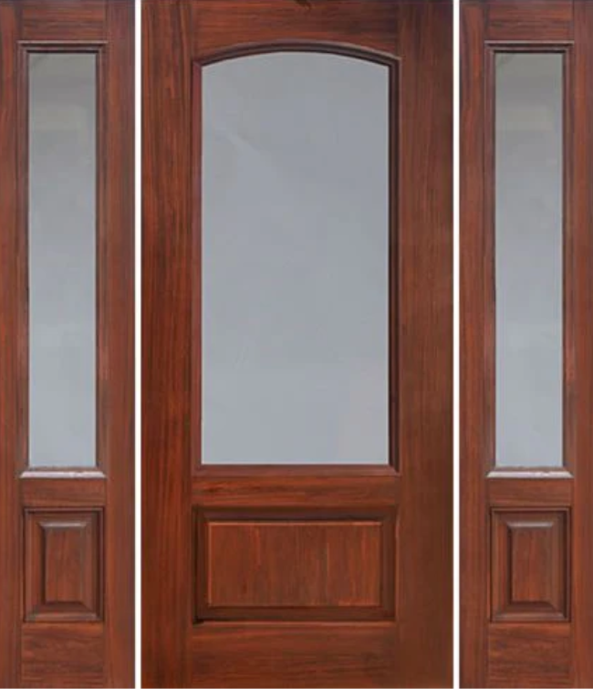 Arched 3/4-Lite Fiberglass Exterior Door with Two Sidelites