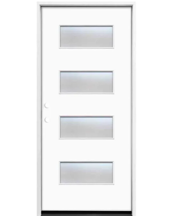 Contempo 4-Lite Frosted Fiberglass Entry Door – White