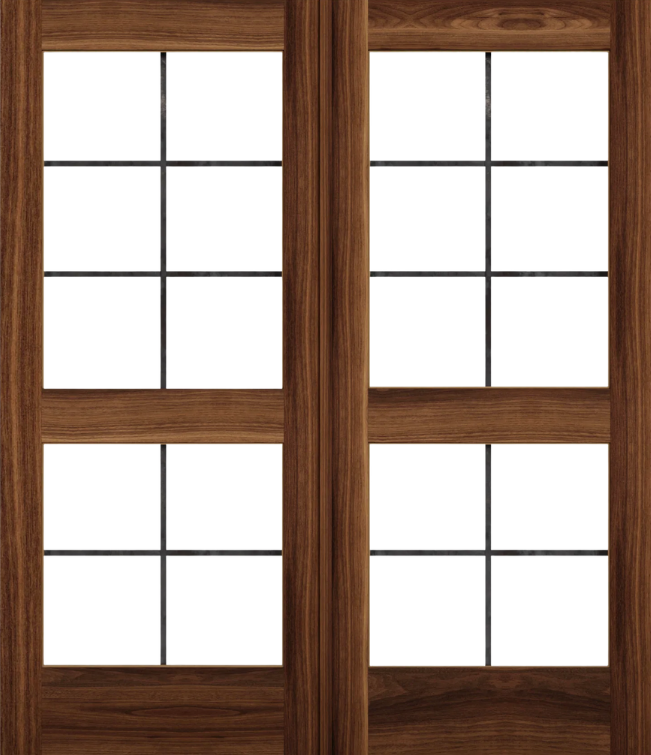 Double Glass Exterior French Double Door with Insulated Leaded Glass
