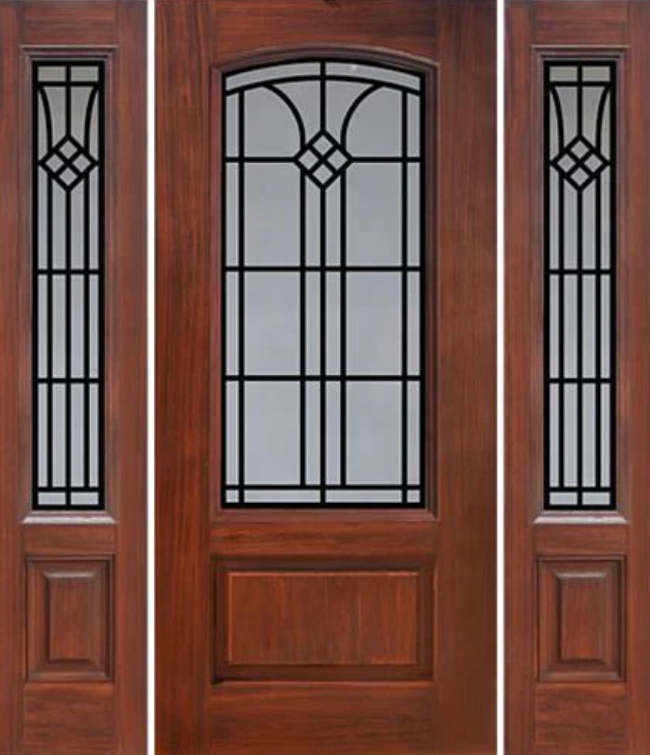 Fiberglass Arch-Lite Cantania Design Entry Door with Sidelites – 80″
