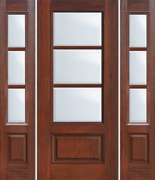 Fiberglass Entry Door with 3-Lite Horizontal SDL + Sidelites