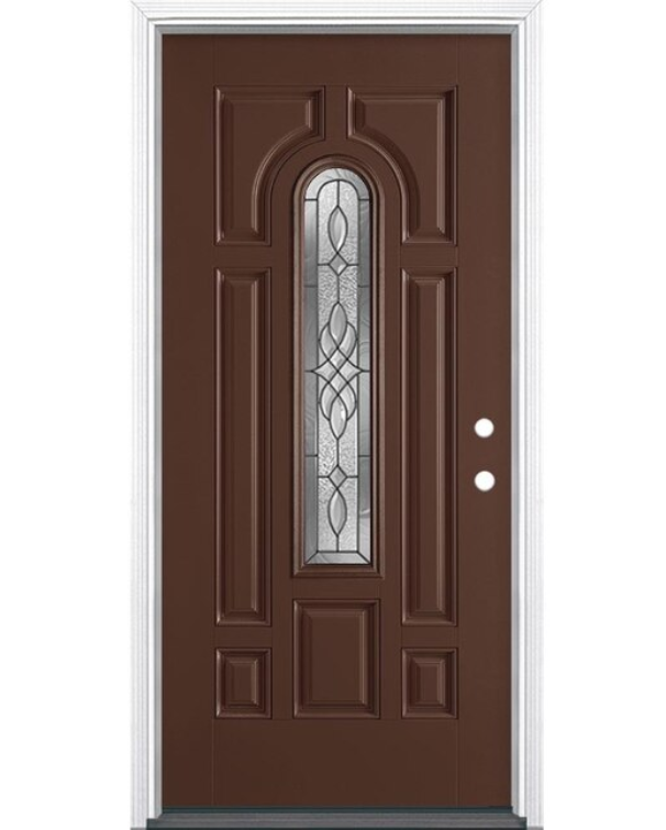 Fiberglass Entry Door with Decorative Center Arch Glass