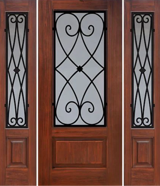 Fiberglass Entry Door ¾-Lite Charleston Glass + Sidelites – 80″