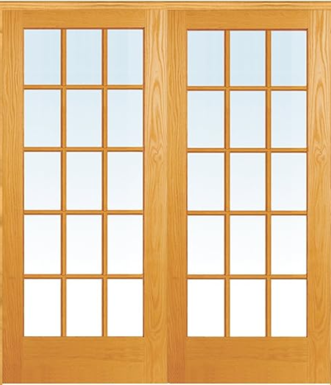 French Interior Double Door with 15-Lite Clear Glass