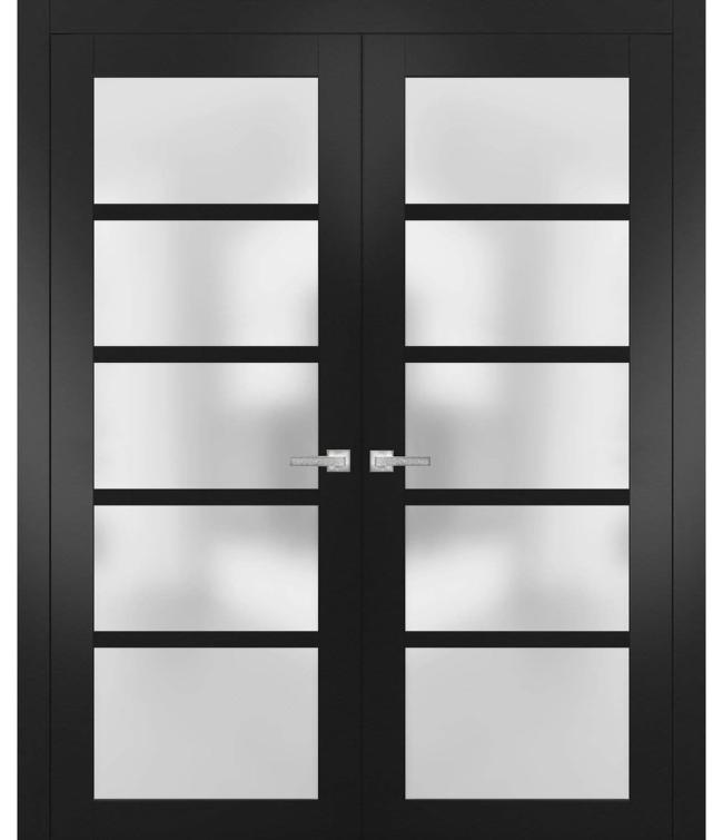 French Interior Double Door — 5-Lite Frosted Glass