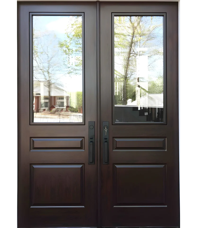 Modern French Double Door with Half-Lite Glass