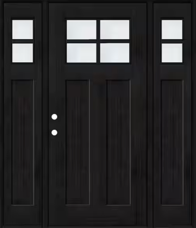 Regency Fiberglass Entry Door with ¼-Lite Glass & Sidelites – Onyx Stain
