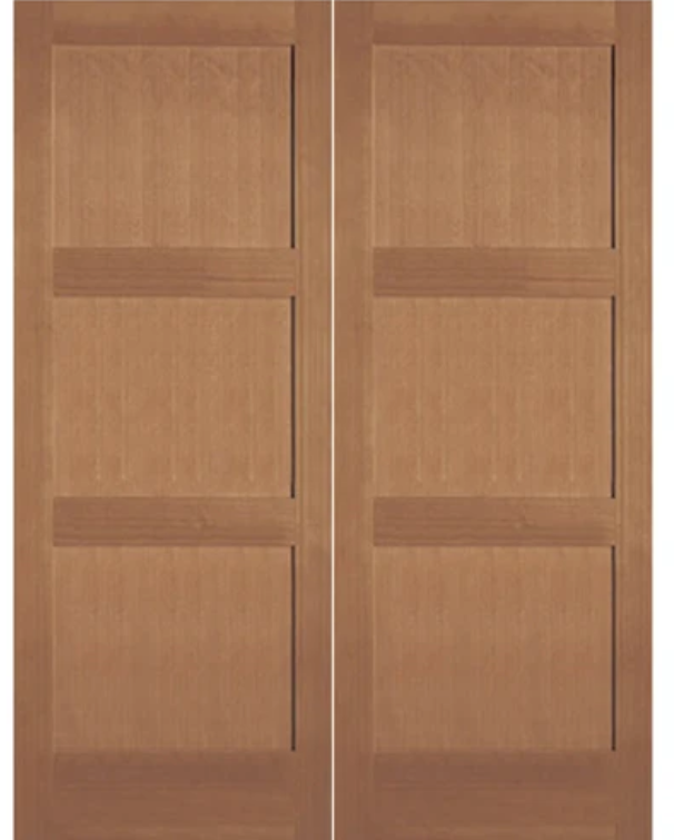 Shaker-Style 3-Panel Hemlock-Fir Double Interior Door – 80″