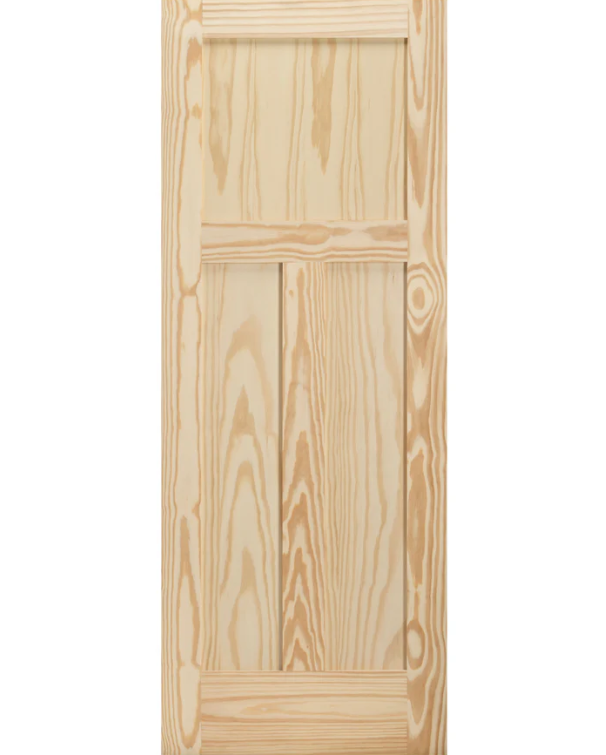 Shaker-Style 3-Panel Solid Pine Interior Door Slab