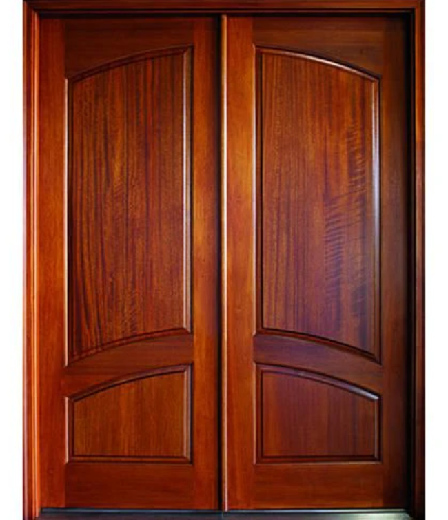 96" Solid Panel Mahogany Double Entry Doors