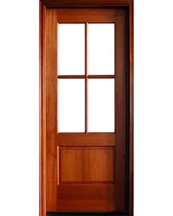 Traditional Mahogany 4-Lite True-Divided-Lite Entry Door