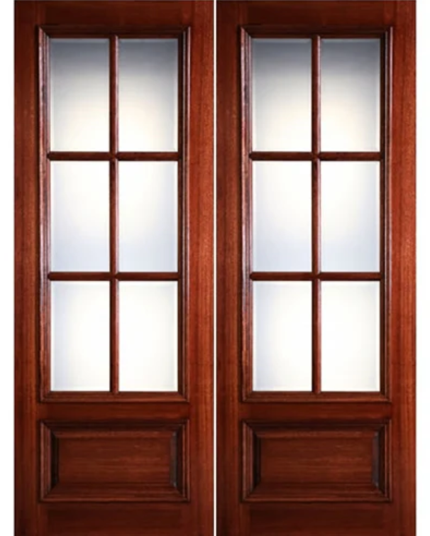 Traditional Mahogany 6-Lite 1-Panel TDL Double Entry Door