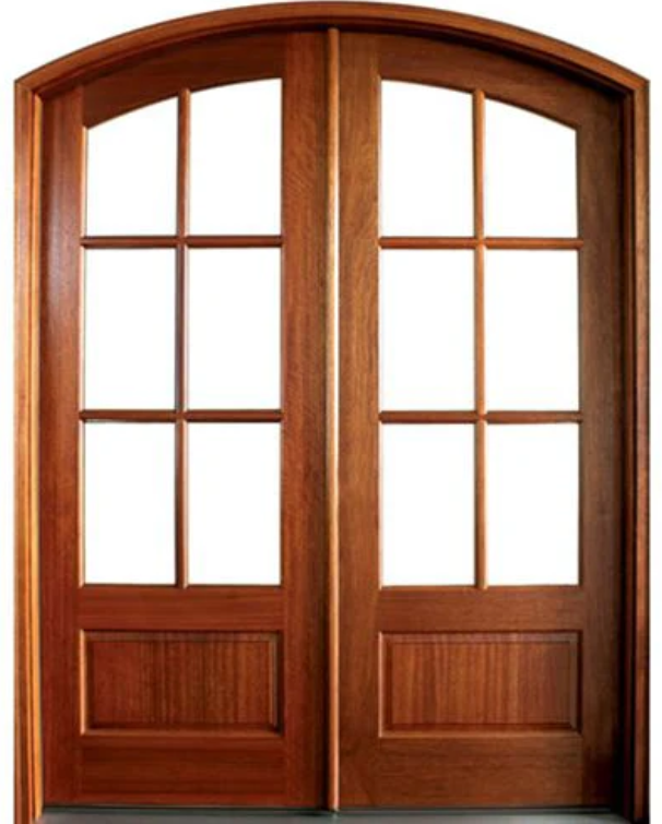 Traditional Mahogany 6-Lite Arch Top Double Entry Door