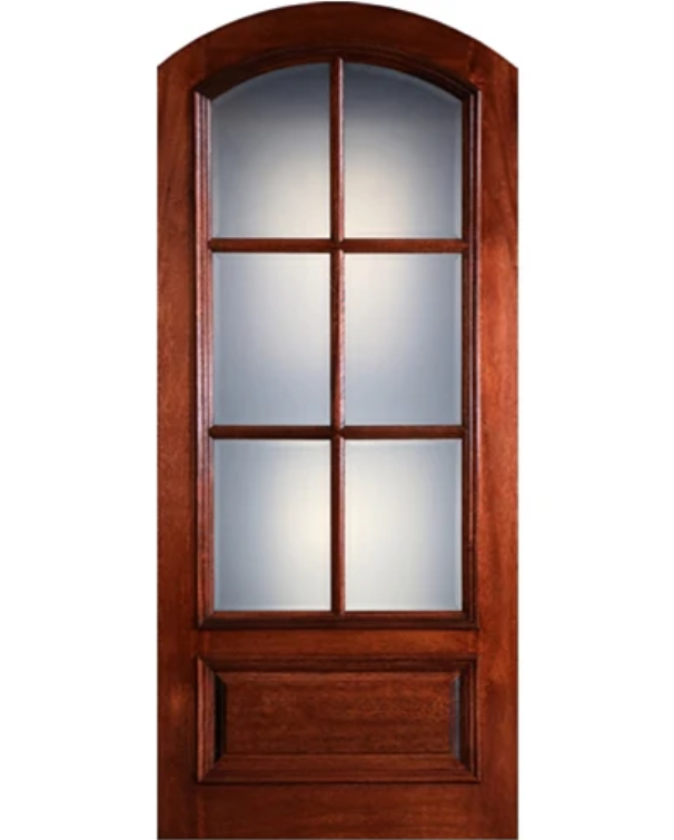 Traditional Mahogany 6-Lite Arch-Top TDL Entry Door