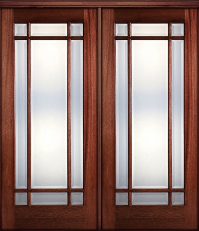 Traditional Mahogany 9-Lite Marginal Double Door – 80″