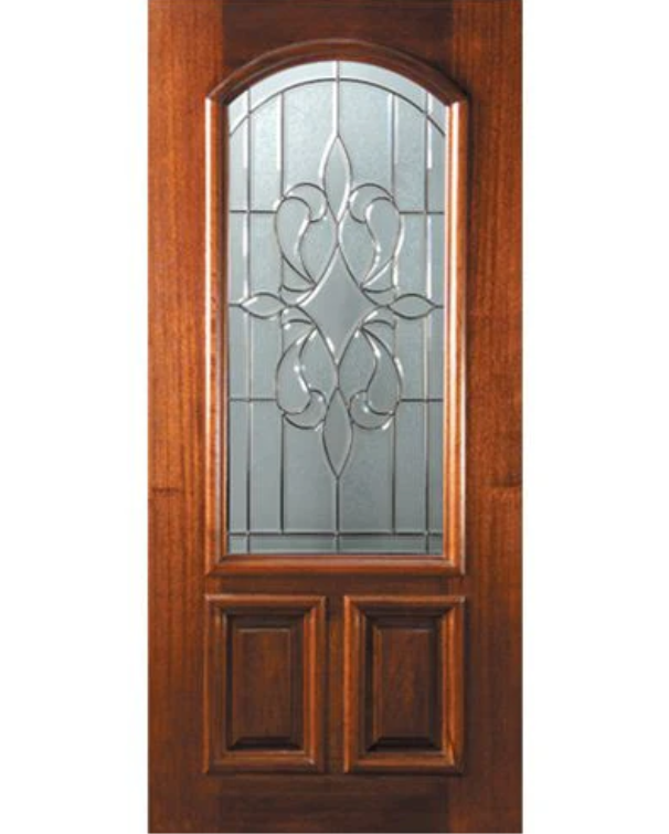 Traditional Mahogany Arch Lite Entry Door with New Orleans Decorative Glass
