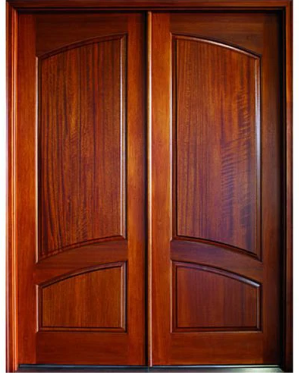 Traditional Mahogany Solid 2-Panel Double Door – 96″