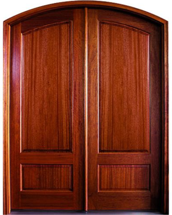 Traditional Mahogany Solid 2-Panel Double Door