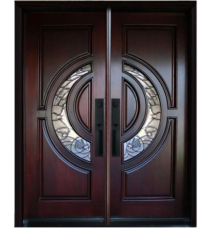 mahogany-wood-double-entry-doors-crescent-glass