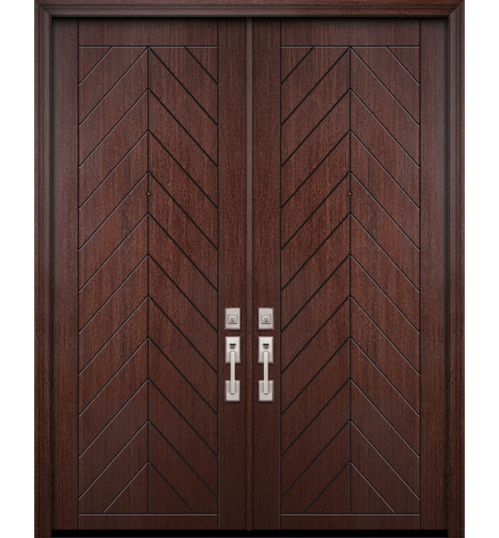 42" x 96" Double Chevron Mahogany Contemporary Door