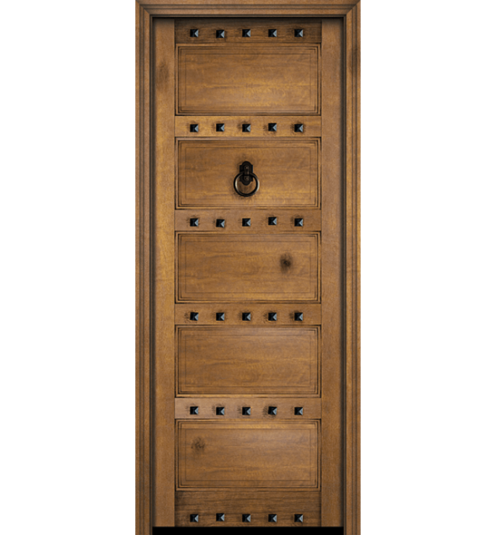 5-Panel Rustic Old-World Mahogany Door with Clavos