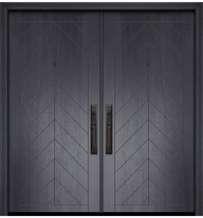Brentwood Mahogany Contemporary Double Exterior Door (80″)