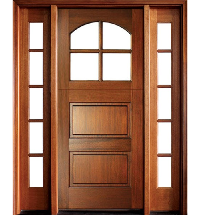 Craftsman Arched 4-Lite Exterior Door with Two Sidelites