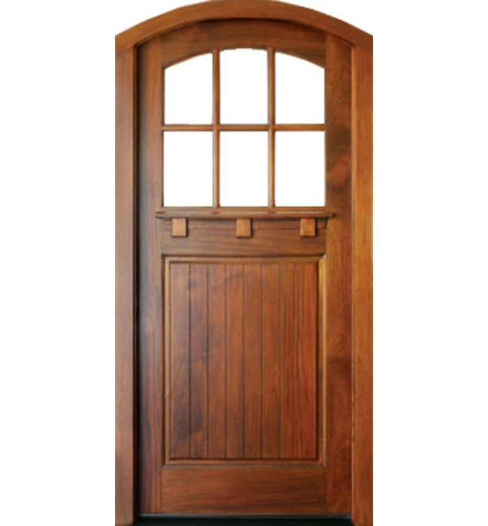 Craftsman Mahogany Linville Arch-Top Exterior Impact Door (6-Lite)