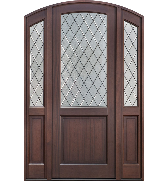 Diamond-Glass Mahogany Front Door with Sidelites
