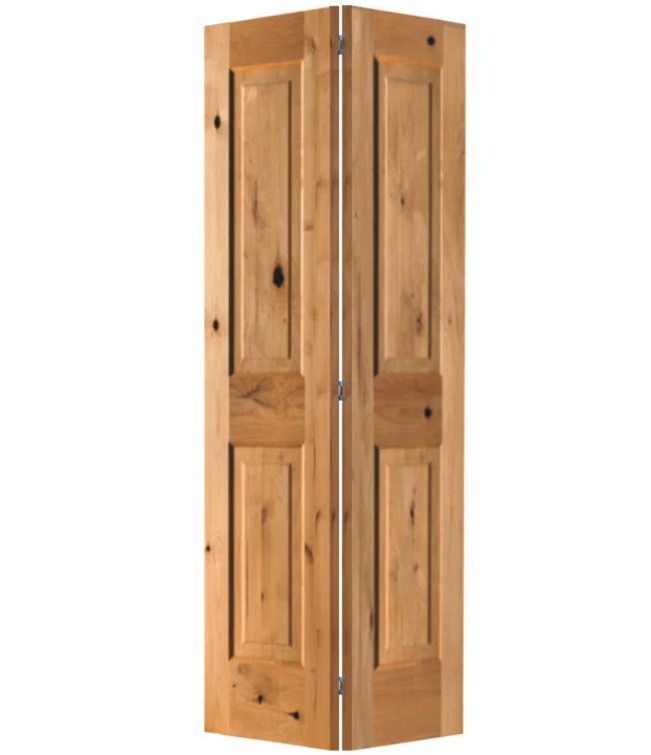 Interior Bi-Fold – Solid Knotty Alder Wood Door Slab with Hardware