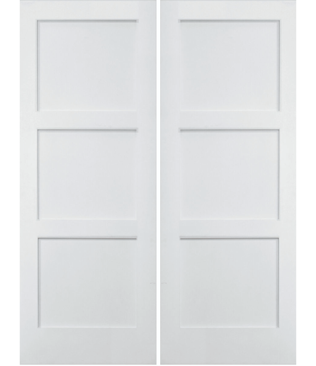 Interior Double Door – Solid-Core 3-Equal-Panel Shaker Smooth