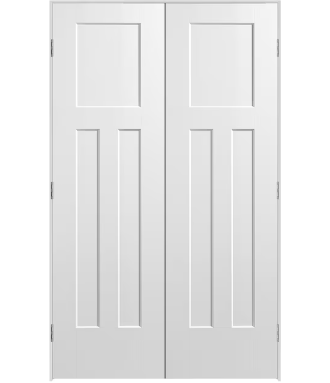Interior Prehung Double Door – Hollow-Core 3-Panel Craftsman