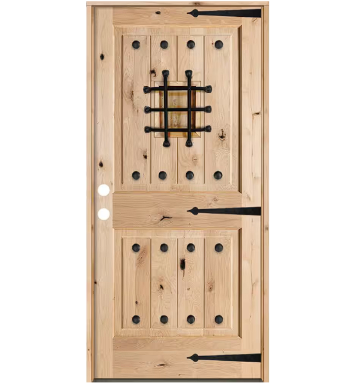 Mediterranean Knotty Alder Prehung Exterior Door