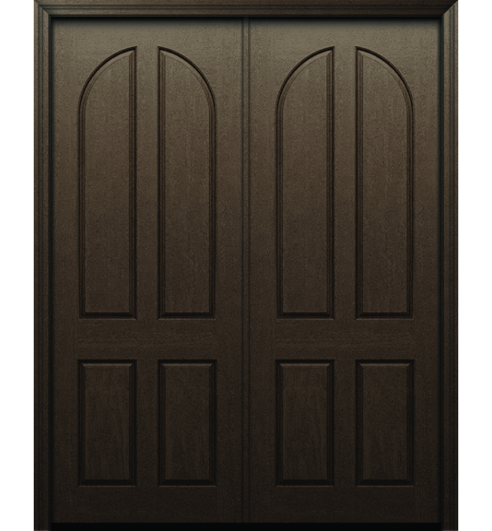 Rustic Fiberglass Arch-Top Double Door (4-Panel, 96″)