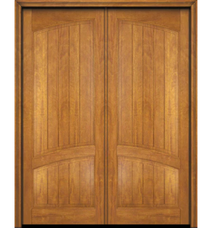 Rustic Old-World V-Grooved Mahogany Double Door