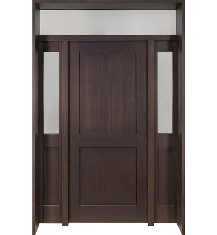Traditional Mahogany Exterior Door with Sidelites & Transom