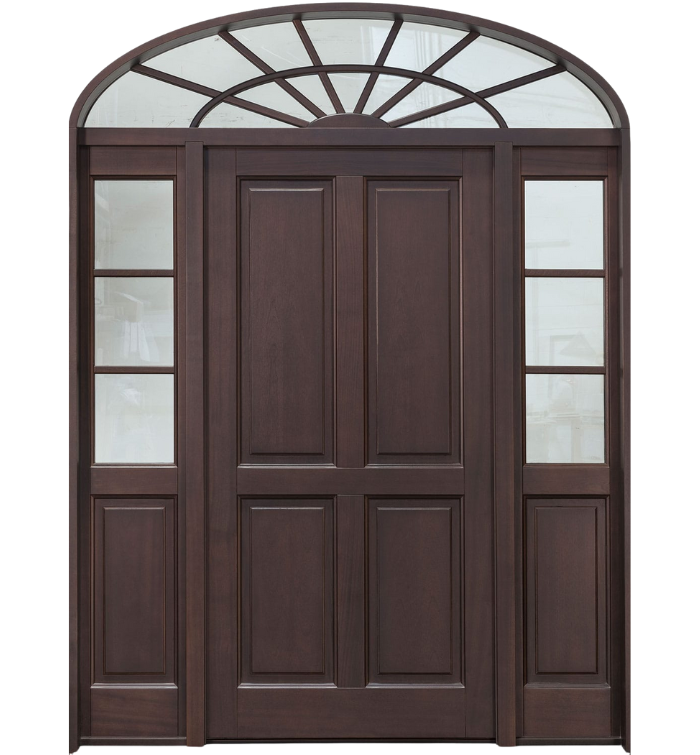 Traditional Mahogany Exterior Door with Two Sidelites
