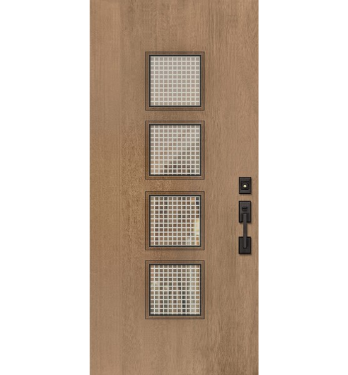 Venice Mahogany Contemporary Exterior Door with Metal Grid (80″)