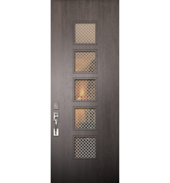 Venice Mahogany Contemporary Exterior Door with Metal Grid