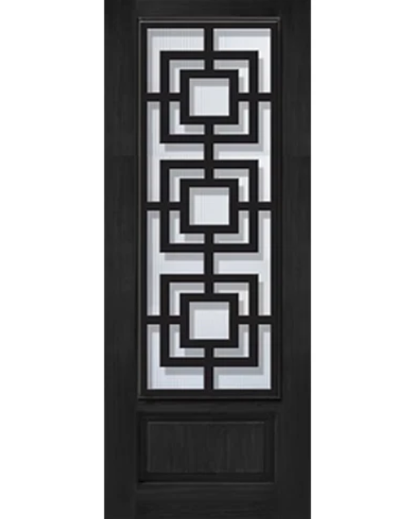 1 Panel 3/4 Lite Moderna Fiberglass Entry Door with Steel Grille
