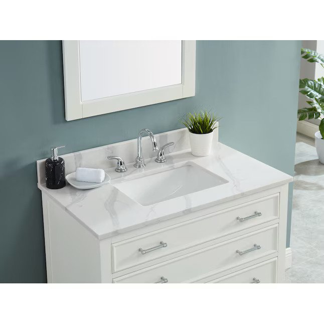 Calacatta Valley Vanity Top with Under-Mount Rectangular Sink - Image 4