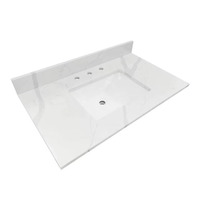 Calacatta Valley Vanity Top with Under-Mount Rectangular Sink - Image 3
